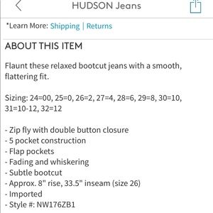 Hudson Jeans Jeans - Beth Baby Bootcut Hudson jeans Hudson Jeans Jeans - Beth Baby Bootcut Hudson jeans
